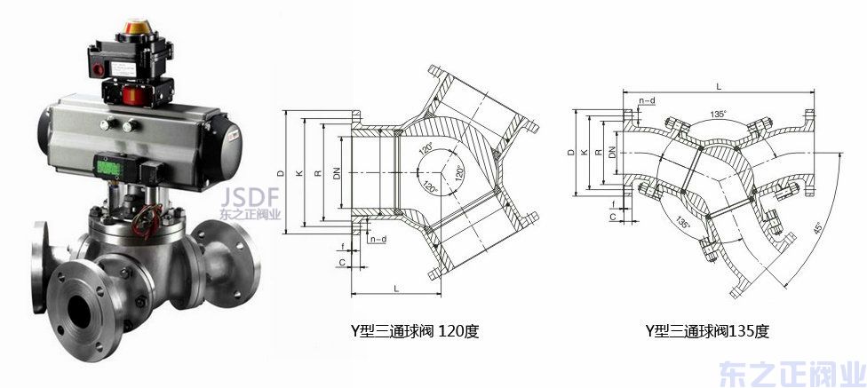 氣動Y型三通球閥結構圖